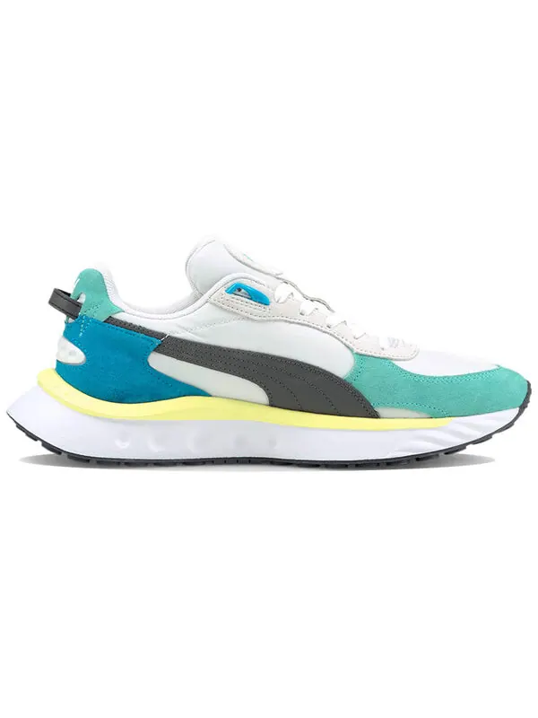 Кроссовки wild rider 'rollin' - elektro aqua' Puma — изображение 2 из 4, белый/синий/серый