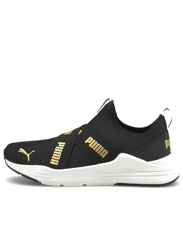 Кроссовки wired run slip-on 'black team gold' Puma — изображение 1 из 1, черный/золотистый