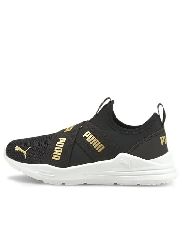 Кроссовки wired run slip-on 'black team gold' Puma — изображение 1 из 4, черный/золотистый