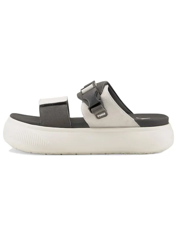 Тапочки suede mayu sandal 'marshmallow dark shadow' Puma — изображение 2 из 4, серый/черный