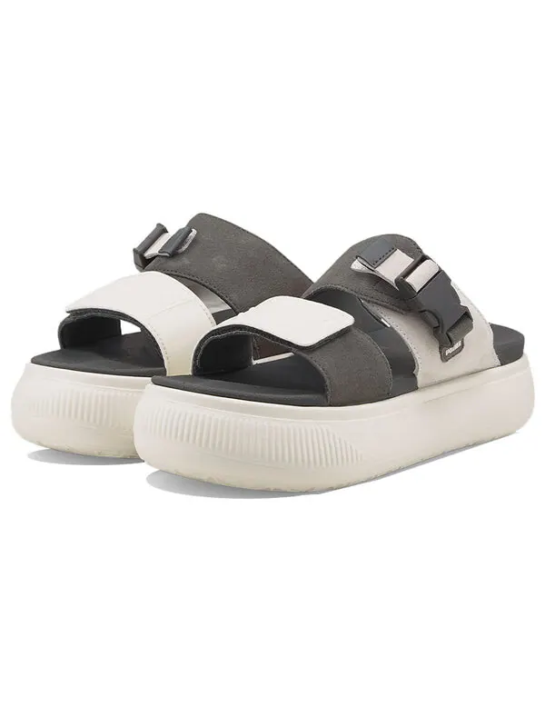 Тапочки suede mayu sandal 'marshmallow dark shadow' Puma — изображение 4 из 4, серый/черный