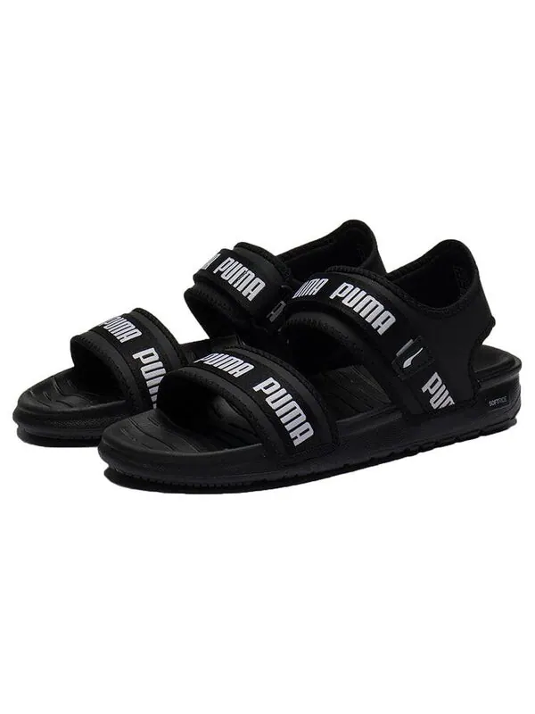 Сандалии softride slide 'wordmark - black white' Puma — изображение 3 из 4, черный