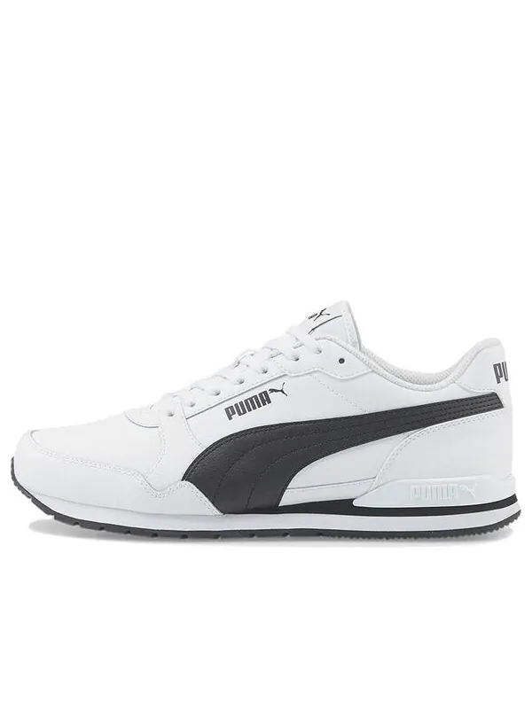 Кроссовки st runner v3 leather 'white black' Puma — изображение 1 из 4, белый/черный
