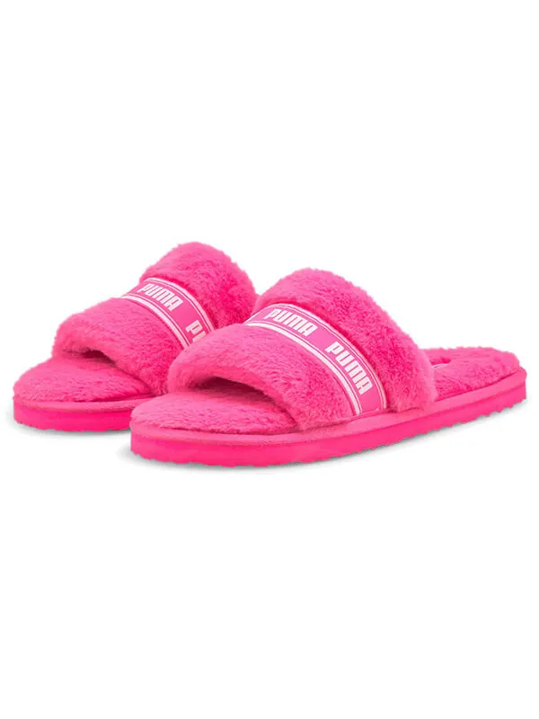 Тапочки fluff slides 'fluo pink' Puma — изображение 4 из 4, розовый/белый