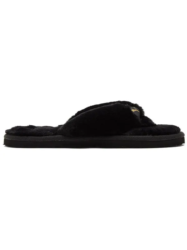 Тапочки fluff flip slide 'black team gold' Puma — изображение 2 из 4, черный