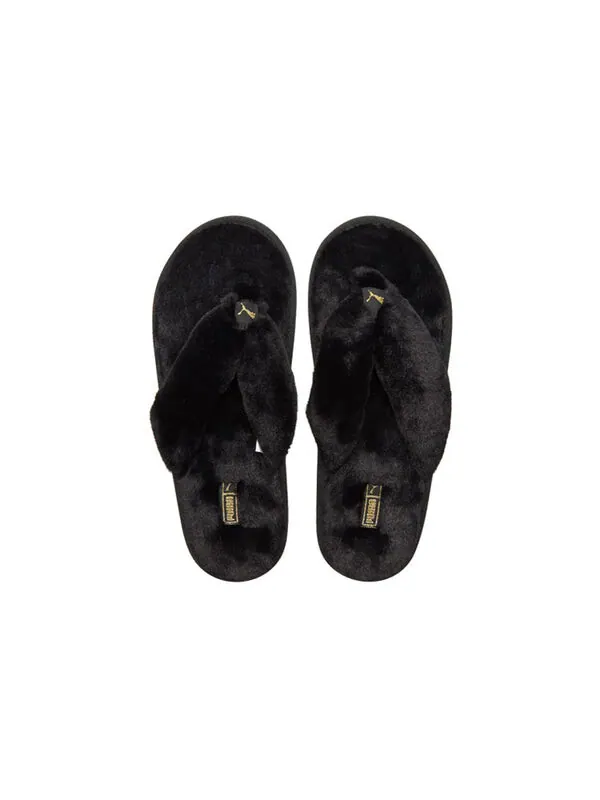 Тапочки fluff flip slide 'black team gold' Puma — изображение 4 из 4, черный