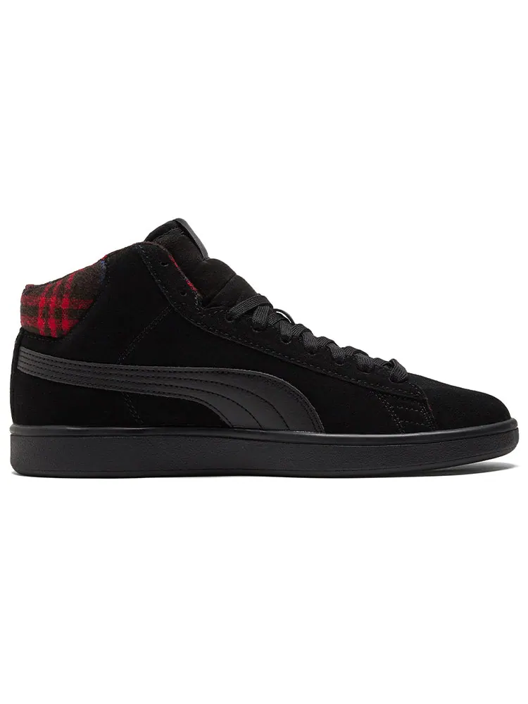 Кеды PUMA Smash v2 Mid WTR 'Plaid - Black' — изображение 2 из 5, черный