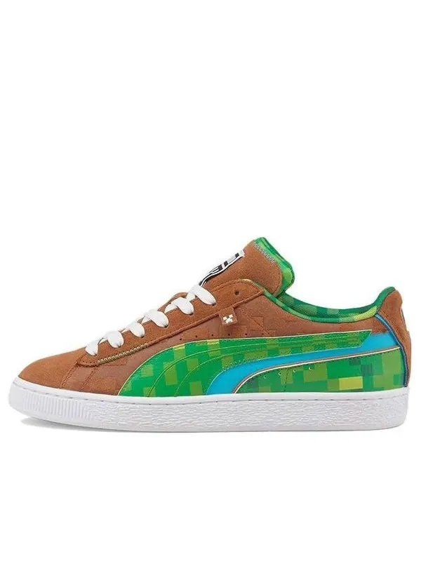 Кроссовки minecraft x suede 'grass block' Puma — изображение 1 из 4, зеленый/коричневый