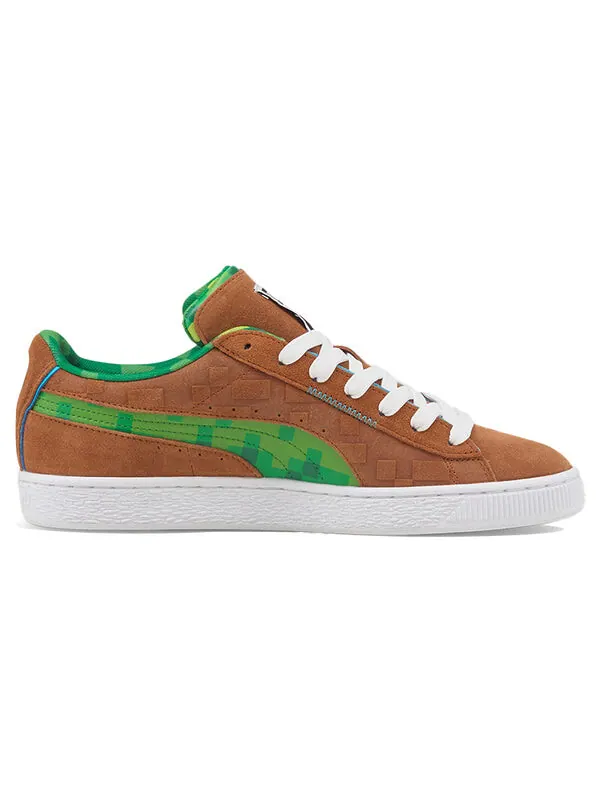 Кроссовки minecraft x suede 'grass block' Puma — изображение 2 из 4, зеленый/коричневый