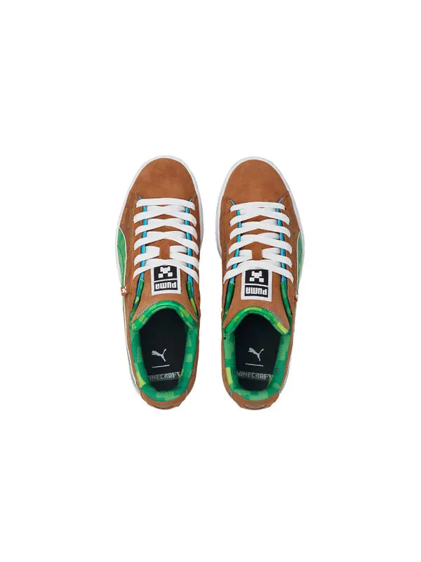Кроссовки minecraft x suede 'grass block' Puma — изображение 4 из 4, зеленый/коричневый