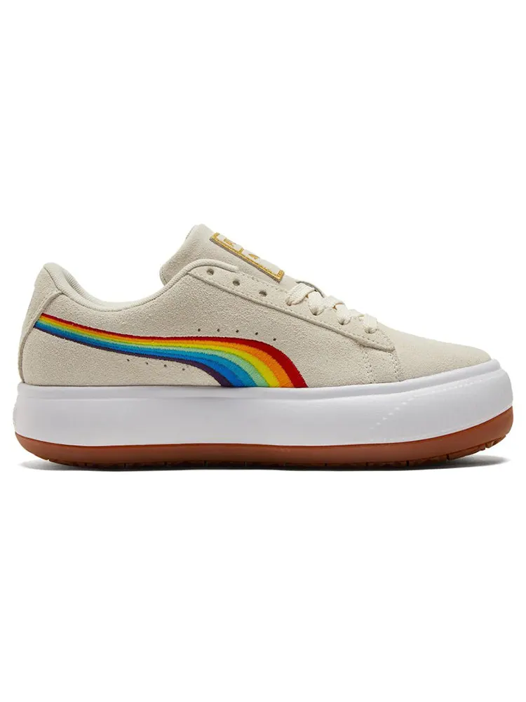 Кеды (WMNS) PUMA Suede Mayu 'Rainbow - Whisper White' — изображение 2 из 6, бежевый