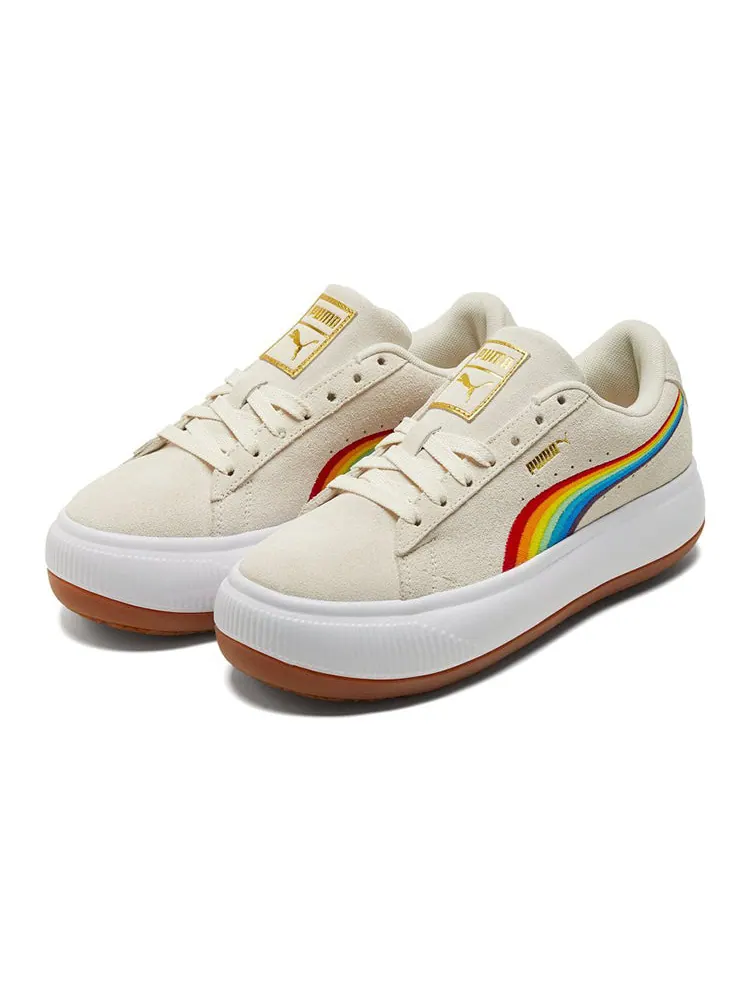 Кеды (WMNS) PUMA Suede Mayu 'Rainbow - Whisper White' — изображение 3 из 6, бежевый