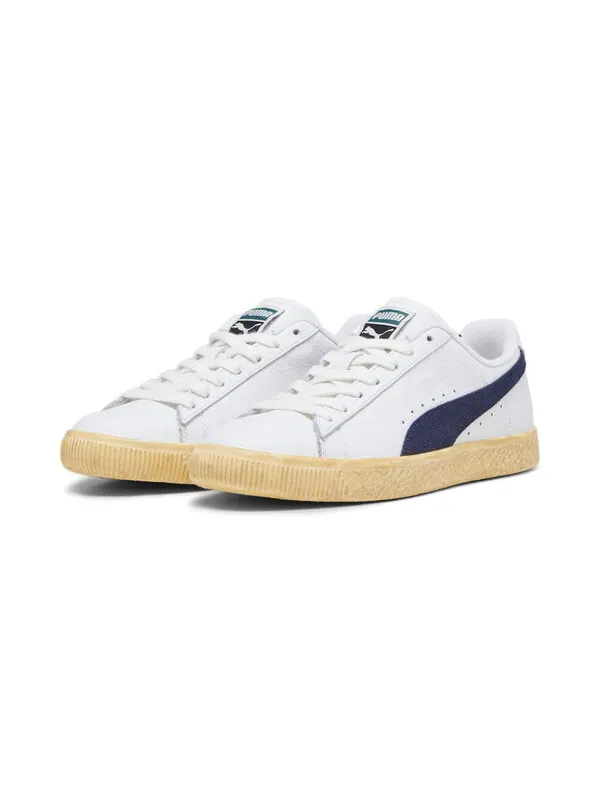 Кроссовки clyde vintage 'white navy' Puma — изображение 3 из 4, белый/темно-синий/желтый