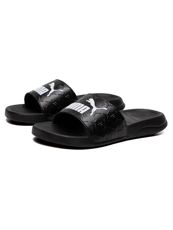 Тапочки popcat 20 superlogo slides 'black white' Puma — изображение 3 из 4, черный/белый
