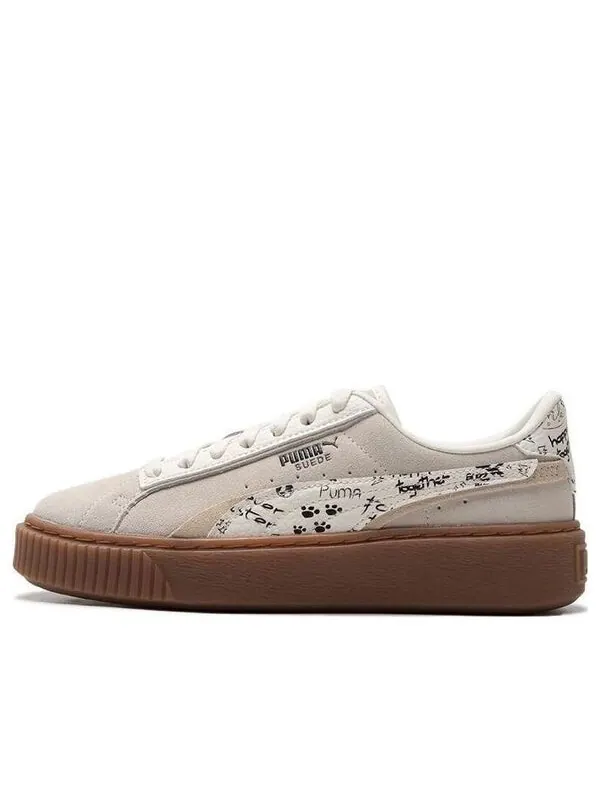 Кроссовки suede platform draw 'beige white' Puma — изображение 1 из 4, бежевый/белый