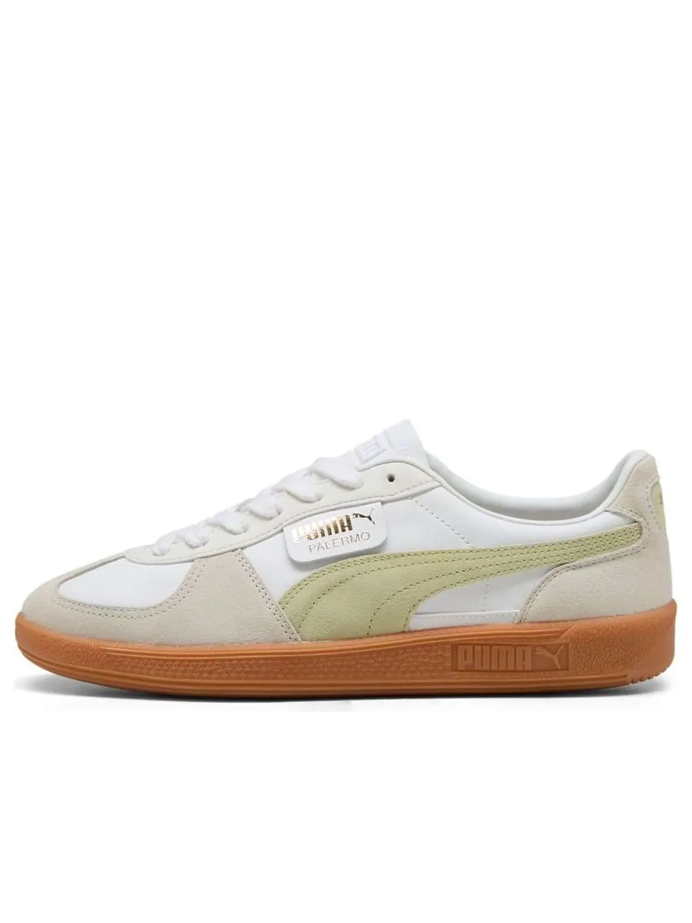Кроссовки Puma Palermo Leather 'Puma White Vapor Gray' — изображение 1 из 6, белый/серый/зеленый