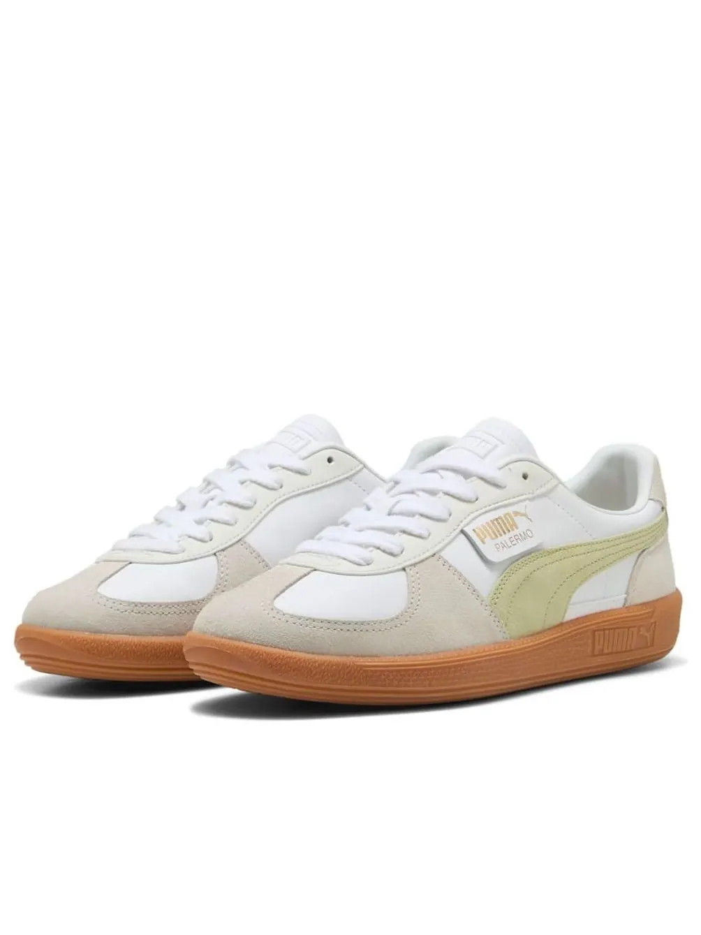 Кроссовки Puma Palermo Leather 'Puma White Vapor Gray' — изображение 2 из 6, белый/серый/зеленый