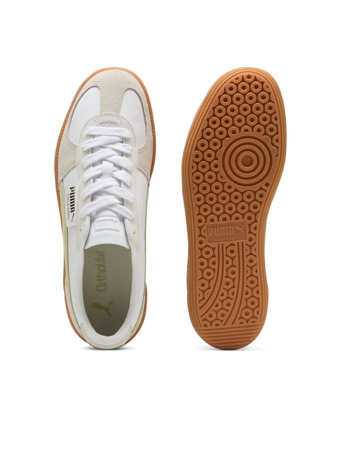 Кроссовки Puma Palermo Leather 'Puma White Vapor Gray' — изображение 3 из 6, белый/серый/зеленый