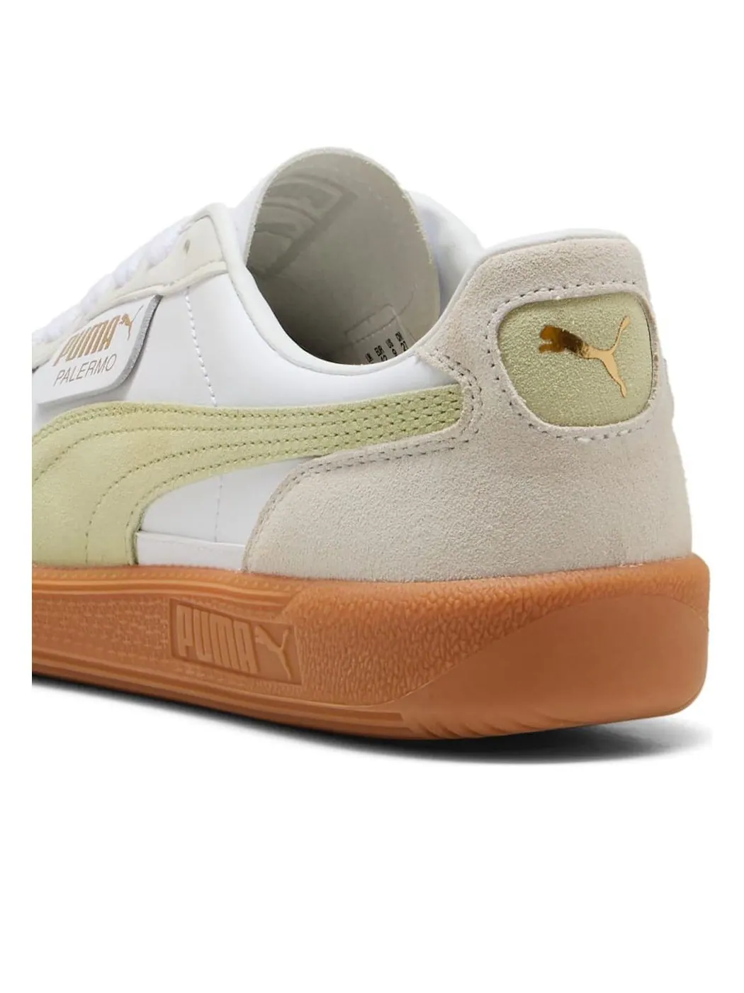 Кроссовки Puma Palermo Leather 'Puma White Vapor Gray' — изображение 4 из 6, белый/серый/зеленый