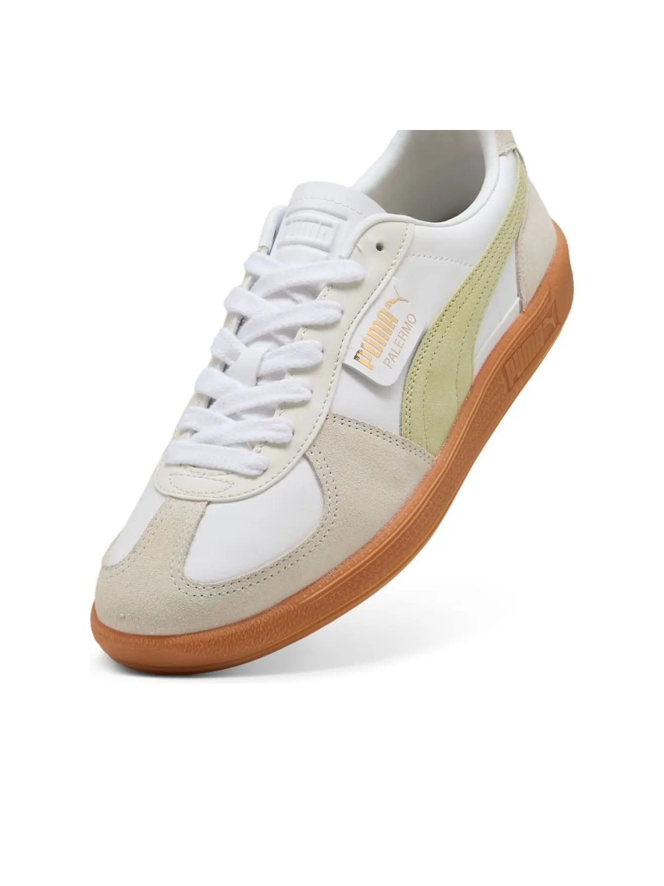 Кроссовки Puma Palermo Leather 'Puma White Vapor Gray' — изображение 5 из 6, белый/серый/зеленый