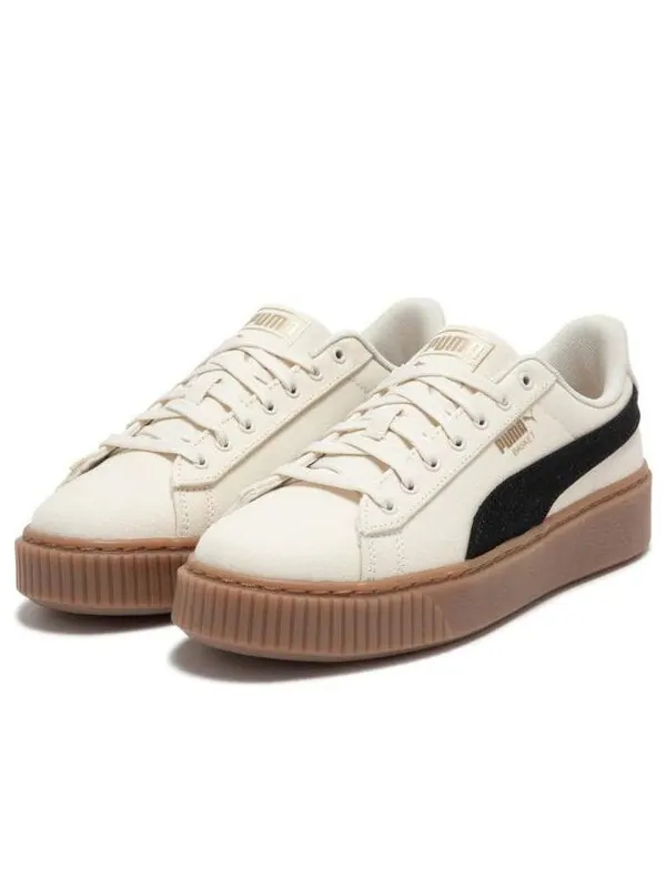 Кроссовки basket platform canvas 'beige black' Puma — изображение 2 из 4, бежевый/черный