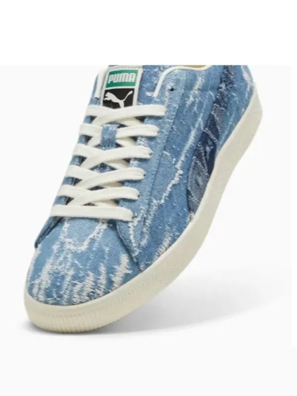 Кроссовки clyde denim 'teal white' Puma — изображение 2 из 3, белый
