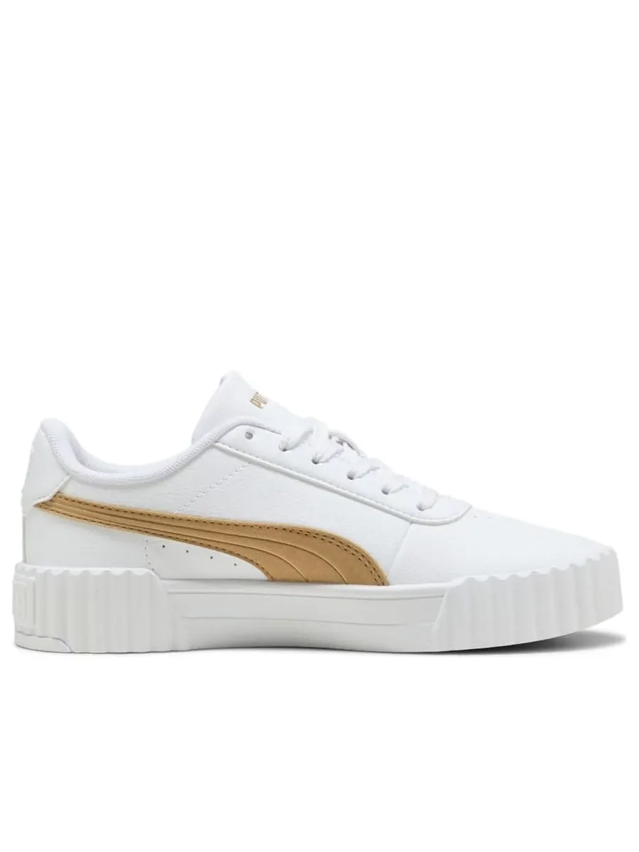 Кроссовки (WMNS) PUMA Carina 3.0 Aqua Metallics 'White Light Sand Gold' — изображение 2 из 4, белый