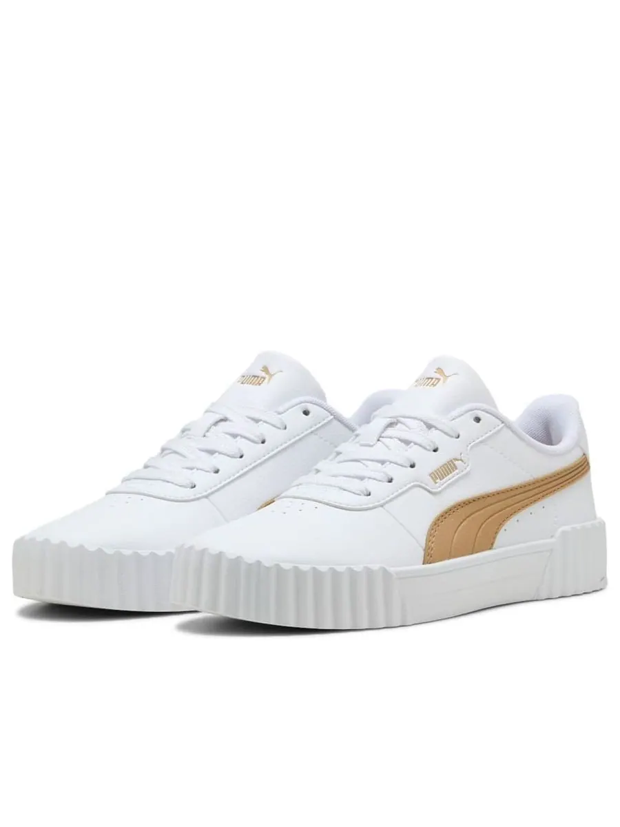 Кроссовки (WMNS) PUMA Carina 3.0 Aqua Metallics 'White Light Sand Gold' — изображение 3 из 4, белый