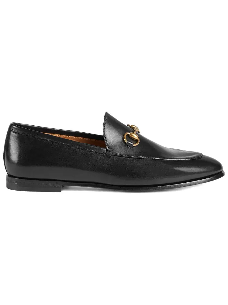 (WMNS) Кожаные лоферы Gucci Jordan — изображение 2 из 6, черный/золотистый