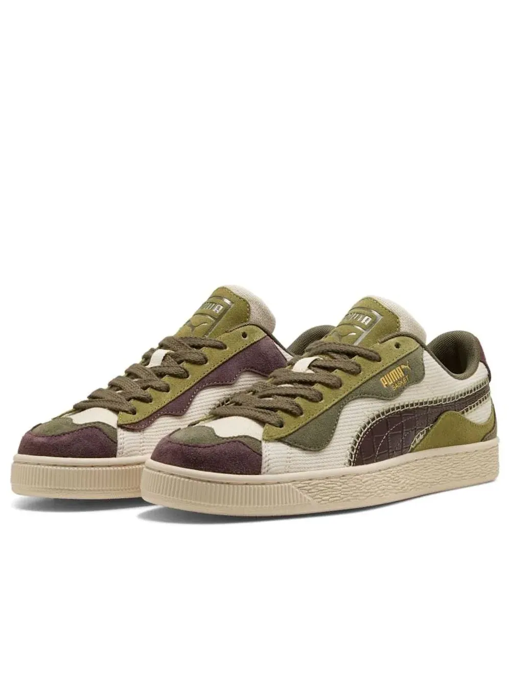 Кроссовки PUMA Basket Trippy Camo 'Alpine Snow Loden Green Chocolate Brown' — изображение 2 из 6, зеленый