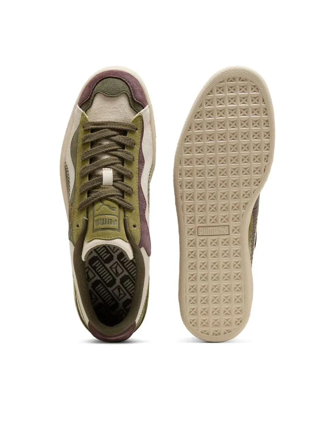 Кроссовки PUMA Basket Trippy Camo 'Alpine Snow Loden Green Chocolate Brown' — изображение 3 из 6, зеленый