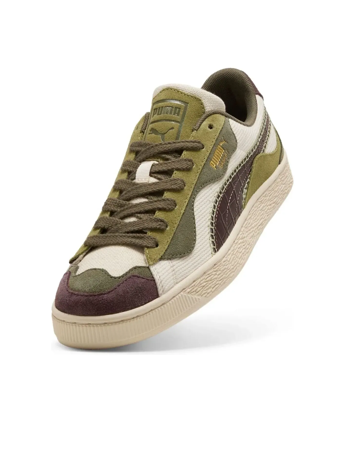 Кроссовки PUMA Basket Trippy Camo 'Alpine Snow Loden Green Chocolate Brown' — изображение 5 из 6, зеленый