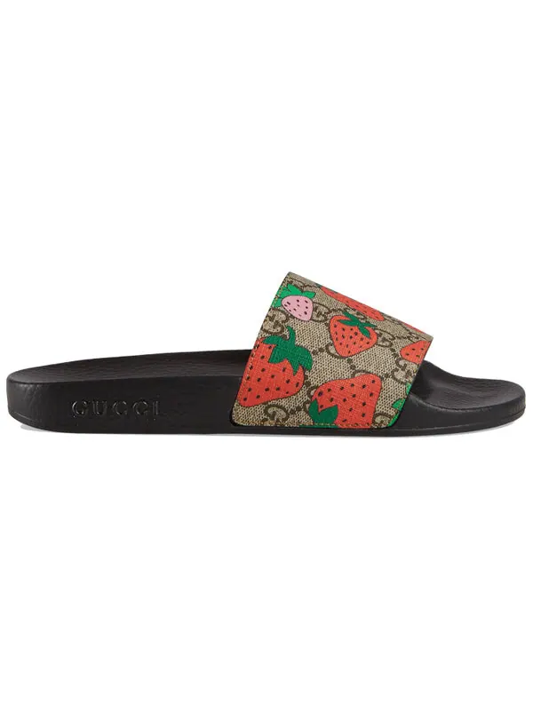 Сандалии slide 'strawberry' Gucci — изображение 2 из 4, черный