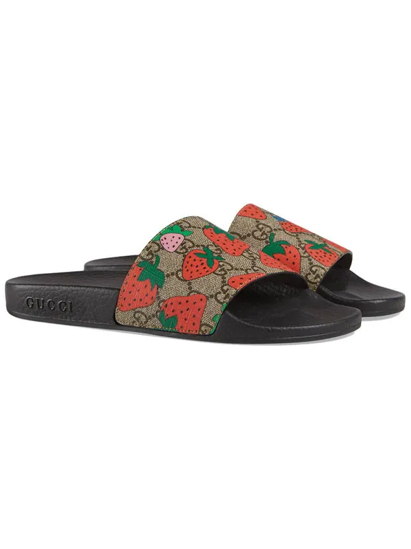 Сандалии slide 'strawberry' Gucci — изображение 3 из 4, черный