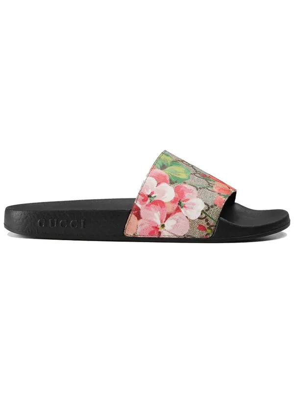 Сандалии gg supreme slide 'blooms' Gucci — изображение 2 из 4, бежевый