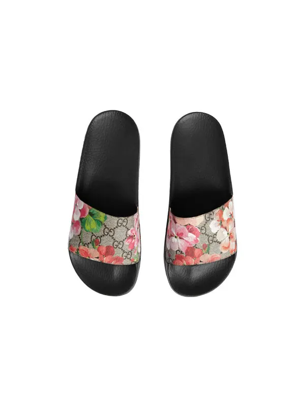 Сандалии gg supreme slide 'blooms' Gucci — изображение 4 из 4, бежевый