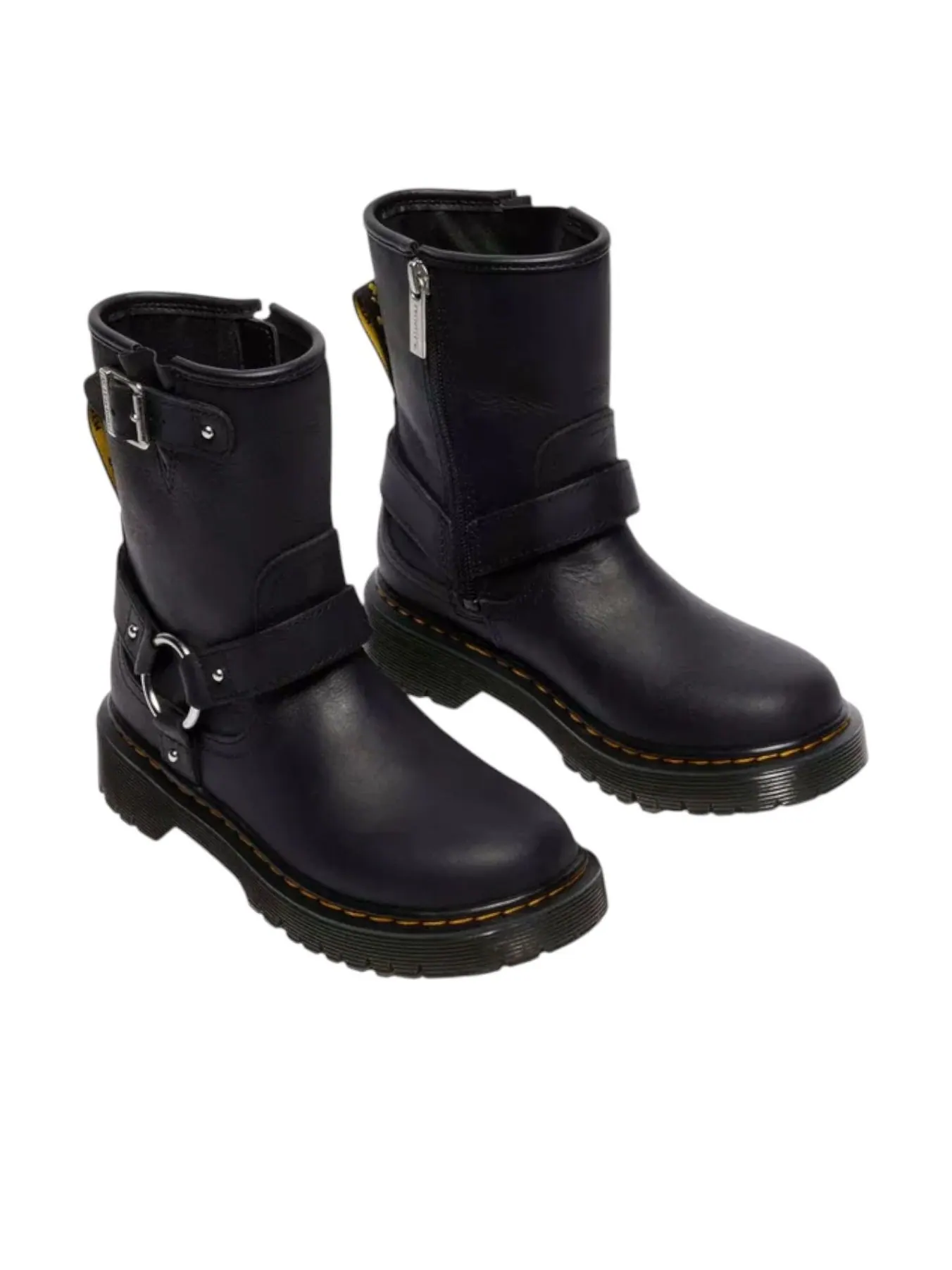 Ботинки (GS) Dr. Martens Genaya Leather Biker Boots 'Black Wyoming' — изображение 2 из 5, черный