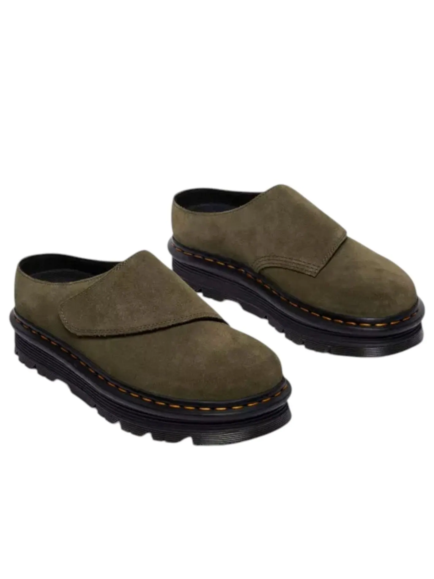 Мюли Dr. Martens Zebzag AnyWair Mules, замшевые, оливковые — изображение 2 из 5, оливковый зеленый