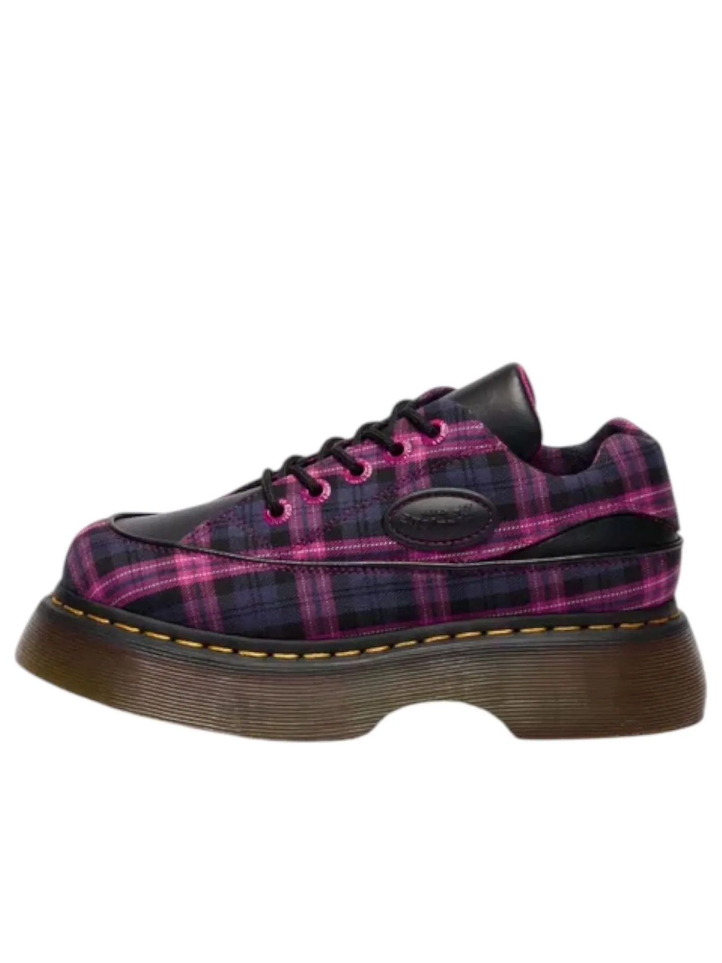 Ботинки женские Dr. Martens BUZZ 5-EYE, с принтом Tartan Lace Up — изображение 1 из 5, черный/розовый/мульти