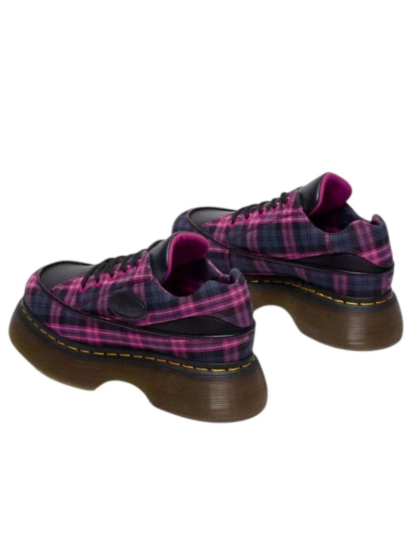 Ботинки женские Dr. Martens BUZZ 5-EYE, с принтом Tartan Lace Up — изображение 3 из 5, черный/розовый/мульти