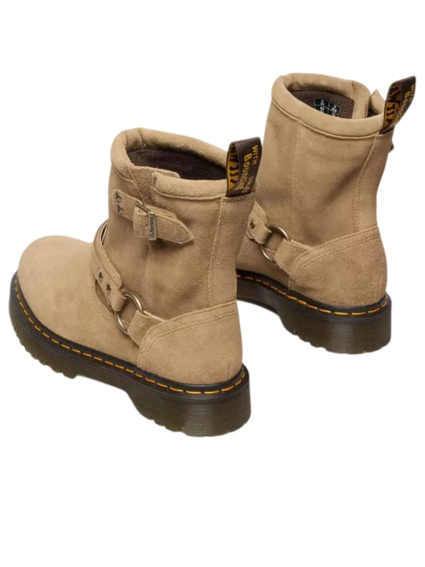 Ботинки Dr. Martens Anistone Harness Biker Boots, замшевые — изображение 3 из 5, бежевый