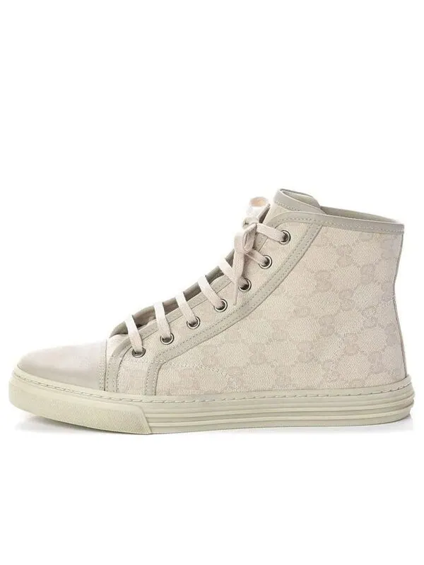 Кроссовки gg high 'logo print - white' Gucci — изображение 1 из 4, бежевый/белый