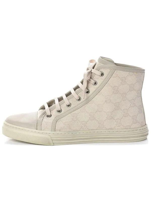 Кроссовки gg high 'logo print - white' Gucci — изображение 2 из 4, бежевый/белый