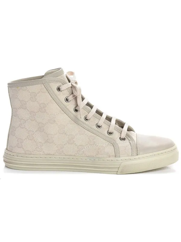 Кроссовки gg high 'logo print - white' Gucci — изображение 3 из 4, бежевый/белый