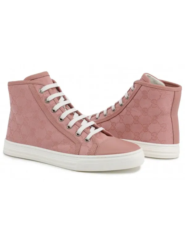 Кроссовки gg high 'logo print - soft pink' Gucci — изображение 2 из 4, розовый/розовый