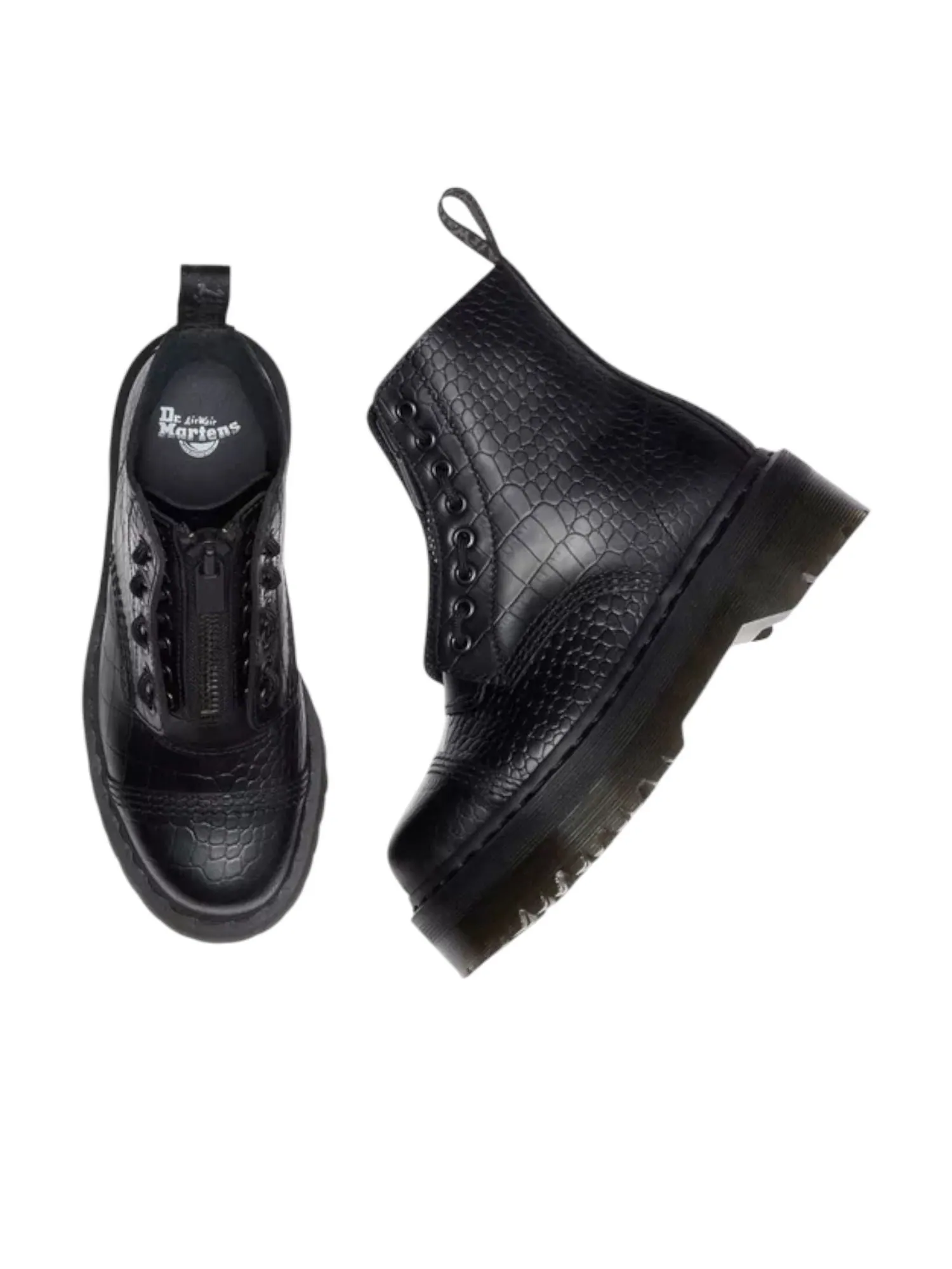 Ботинки Dr. Martens Sinclair Croc Emboss Platform Boots, кожаные — изображение 5 из 6, черный