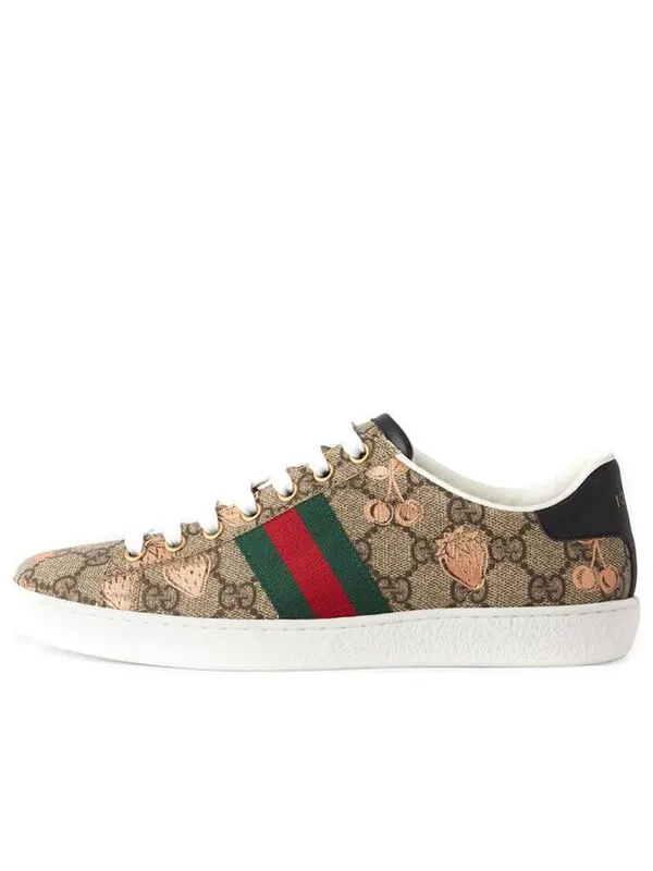 Кроссовки ace gg supreme 'berry print' Gucci — изображение 1 из 3, бежевый//зеленый/красный