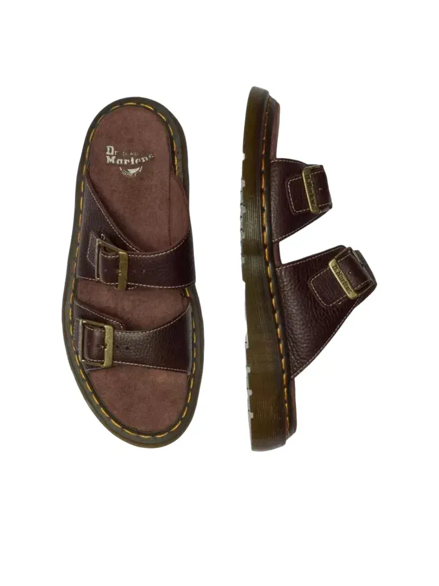 Сандалии-слайды мужские Dr. Martens Grizzly Leather, из натуральной кожи — изображение 3 из 7, коричневый