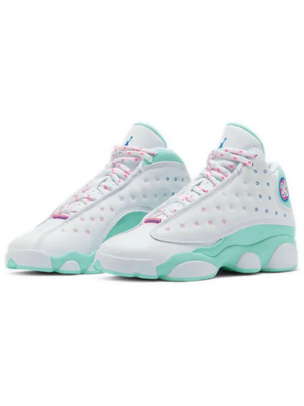 Кроссовки 13 retro 'aurora green' Air Jordan — изображение 3 из 4, белый//зеленый/розовый