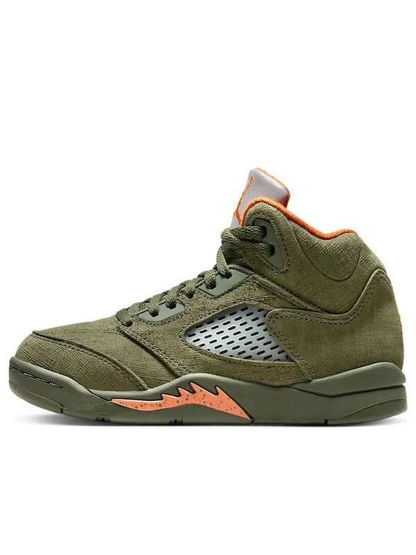 Кроссовки 5 ретро Air Jordan — изображение 1 из 4, оливковый/оранжевый